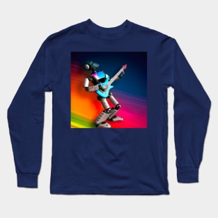 Rock star Robot on guitar Long Sleeve T-Shirt